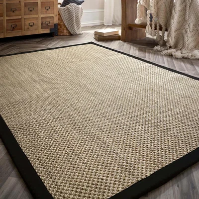 Furniture123 Sisal Beige Rug with Black Border - 170 x 120 cm - Sisal - Origins