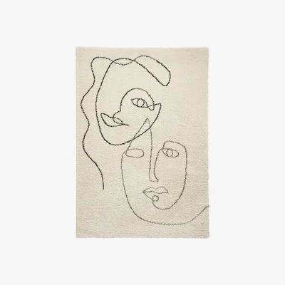 Furniture123 Cream Abstract Face Rug -  Royal Nomandic