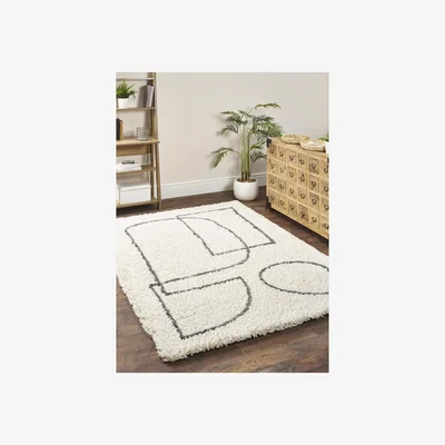 Furniture123 Artisan Picasso Geometric Rug in White & Grey - 120x170 cm