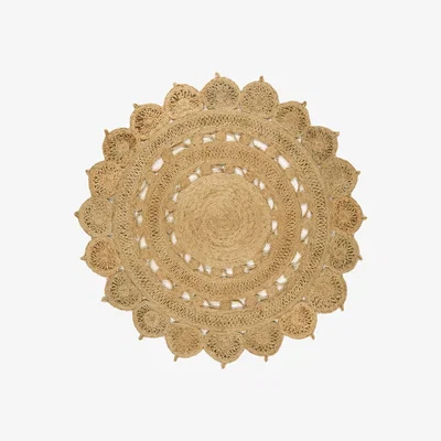 Furniture123 Round Natural Hand Woven Jute Rug 150x150cm - Zira