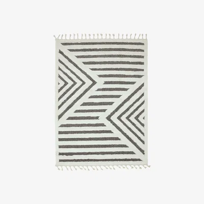 Furniture123 Ariana Shard Grey and White Rug with Tassel Fringe - 120x170cm