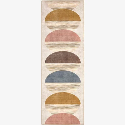 Furniture123 Washable Multi-Coloured Geometric Runner Rug - 220 x 75 cm - Eclipse - Origins