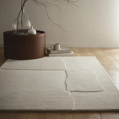 Furniture123 Hand Carved Abstract Beige Rug - 230 x 160 cm - Boulder - Origins