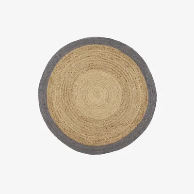 Furniture123 Round Jute Rug with Grey Border - 150x150cm - Ripley