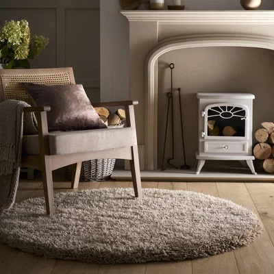 Furniture123 Round Shaggy Brown Rug - 133 x 133 cm - Chicago - Origins