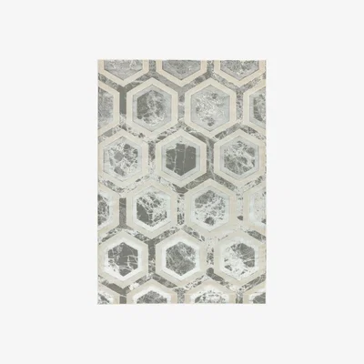 Furniture123 Large Silver Rug with Hexagon Pattern - 200x290cm - Astral
