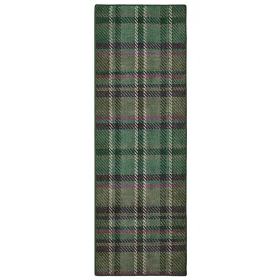 Furniture123 Washable Green Plaid Runner Rug - 220 x 75 cm - Isla - Origins