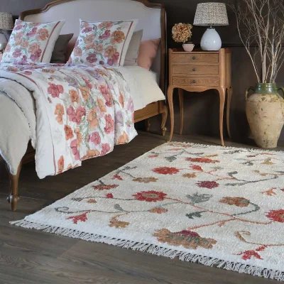 French Bedroom Ruddy Scarlet Woven Rug