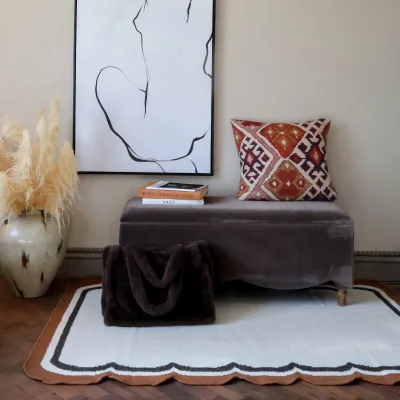 French Bedroom Fireside Hazelnut Wiggles & Waves Rug