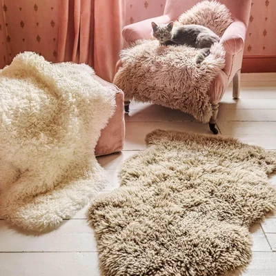 Graham & Green Graham and Green Nappa Long Curly Single Sheepskin