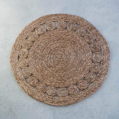 Graham & Green Hali Grey Seagrass Rug Ø120cm