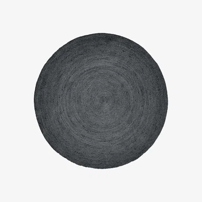 Graham & Green Black Round Jute Rug
