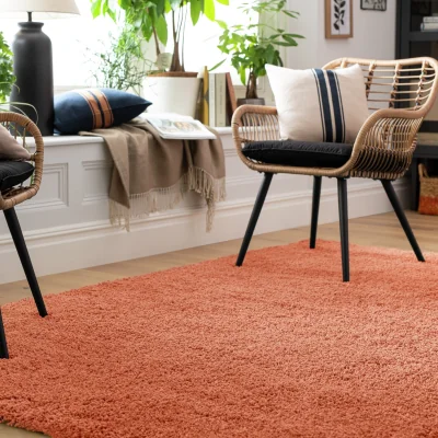 Habitat Habitat Noodle Shaggy Plain Rug - Terracotta - 120x170cm
