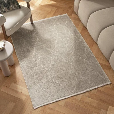 Habitat Habitat Luxe Chenille Neutral Flatweave Rug - 170x120cm