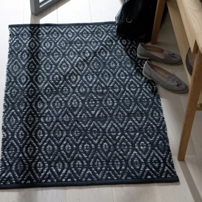 Habitat Habitat Geo Diamond Cotton Flatweave Rug - 80x110cm - Grey