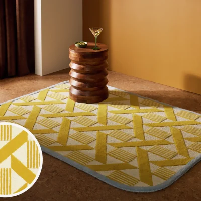 Habitat Habitat Blue Border Wool Cut Pile Rug - 160x230cm