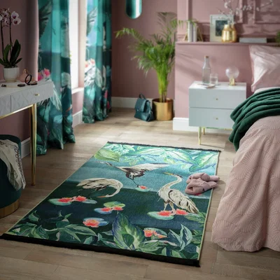 Habitat Habitat Japonica Crane Cut Pile Woven Rug - 120x170cm