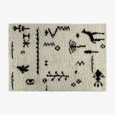 Habitat Habitat Numi Wool Shaggy Rug - 160x230cm - Black and White