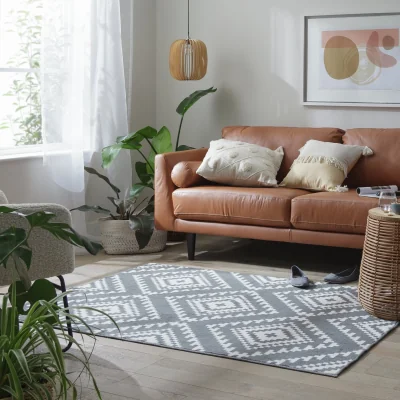Habitat Habitat Global Geo Cut Pile Rug - 120x170cm - Grey