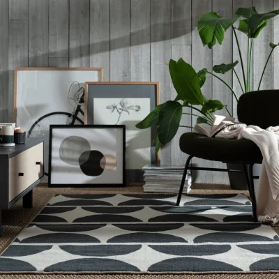 Habitat Habitat Mid Century Mini Geo Rug - Grey & White - 160x230cm