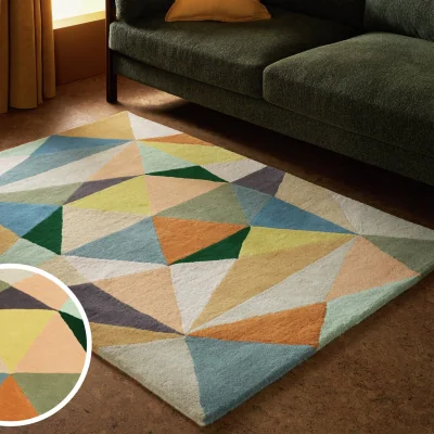 Habitat Habitat Geometric Patch Wool Cut Pile Rug - 120x170cm