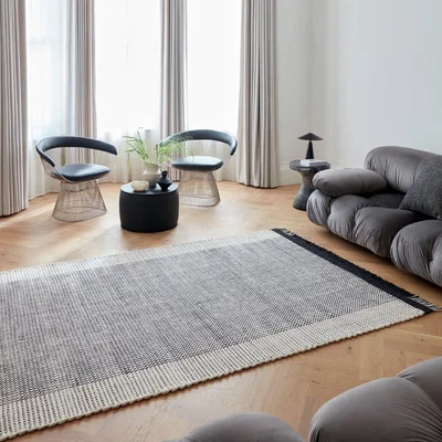 Habitat Asiatic Avalon Beige & Black Wool Flatweave Rug - 230x160cm