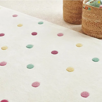Habitat Great Little Trading Company Pastel Spot Natural Wool Cut Pile Rug - 90x120cm