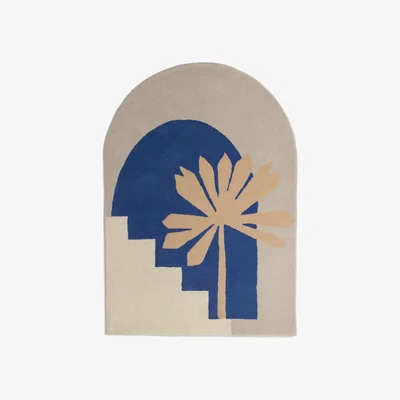 Habitat Habitat Arch Palm Wool Rug - Cream & Blue - 120x170cm