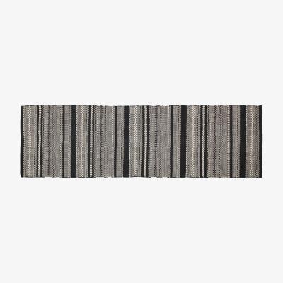 Habitat Habitat Agnes Cotton Flatweave Rug - 65x200cm - Black & Grey
