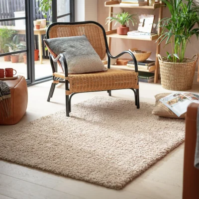 Habitat Habitat Recycled Cosy Plain Shaggy Rug - 160x230cm - Natural