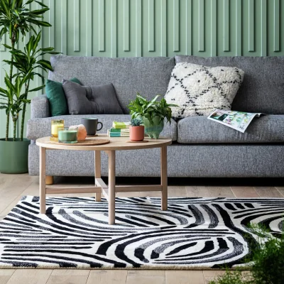 Habitat Habitat Skandi Brush Marks Rug - Black & White - 160x230cm