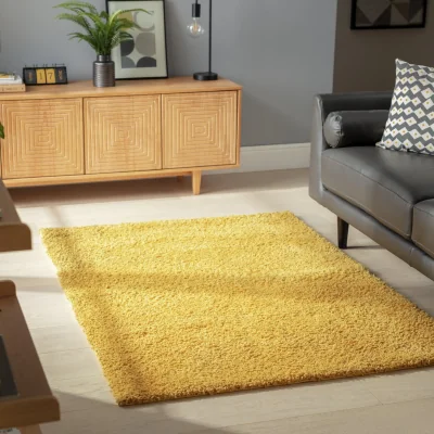 Habitat Habitat Recycled Cosy Plain Shaggy Rug - 80x150cm - Mustard