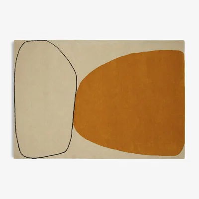 Habitat Habitat Pebble Wool Cut Pile Rug - 160x230cm - Gold
