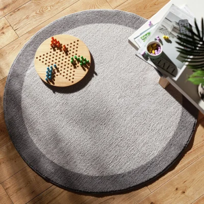 Habitat Habitat Border Circle Cut Pile Rug - 100x100cm - Grey