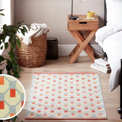 Habitat Habitat Octo Flatweave Cotton Rug - Blue - 80x130cm