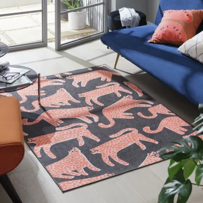 Habitat Habitat Cheetah Flatweave Rug 120x170cm Orange & Charcoal