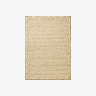 Habitat Habitat Diamond Border Beige Wool Rug - 160x230cm