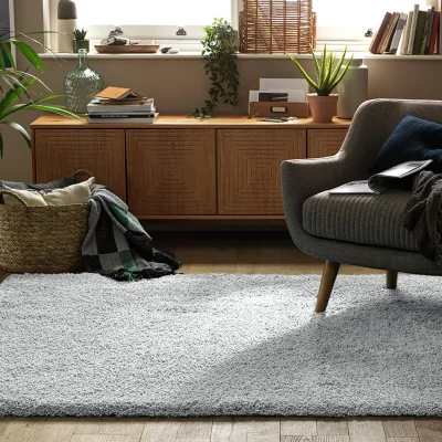Habitat Habitat Noodle Shaggy Plain Rug - Grey - 120x170cm