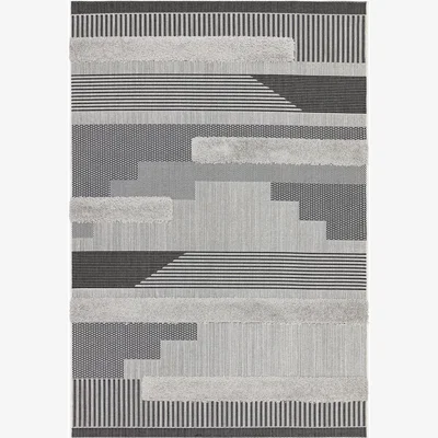 Habitat Asiatic Monty In and Outdoor Rug - 120x170cm - Black & Grey