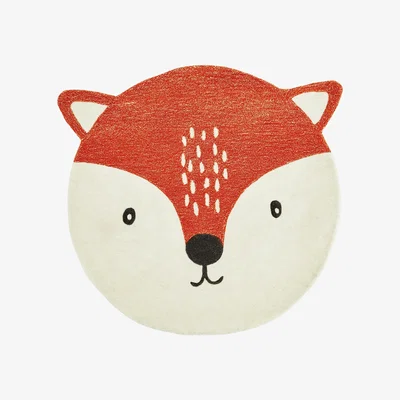 Habitat Great Little Trading Company Animal Fox Round Wool Cut Pile Rug - 100x100cm