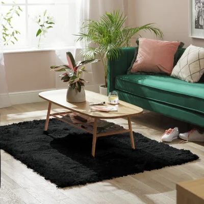 Habitat Habitat Luxury Plain Shaggy Rug - 160x230cm - Black