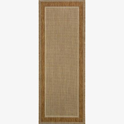 Homebase Denver Border Indoor/Outdoor Rug - Latte - 80x200cm