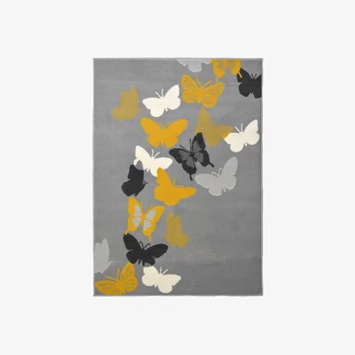 Homebase Butterfly Rug - Grey & Ochre - 120x170cm