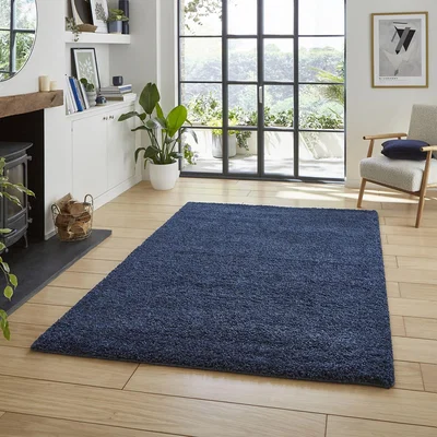 Homebase Ozzy Plain Shaggy Rug - Navy - 120x170cm