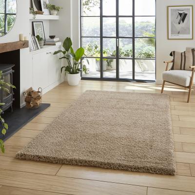 Homebase Ozzy Plain Shaggy Rug - Natural - 120x170cm