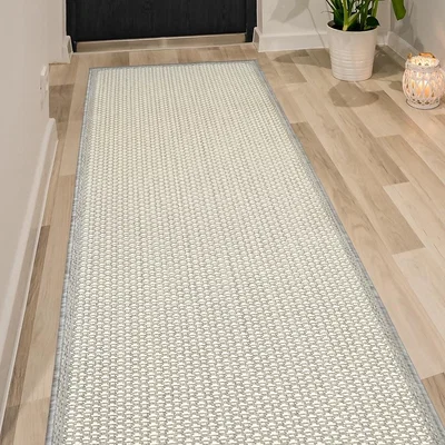 Homebase Relay Recycled Indoor/Outdoor Rug - Grey Border - 60x230cm