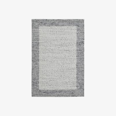 Homebase Wool Pebble Border Rug - Grey - 160x230cm