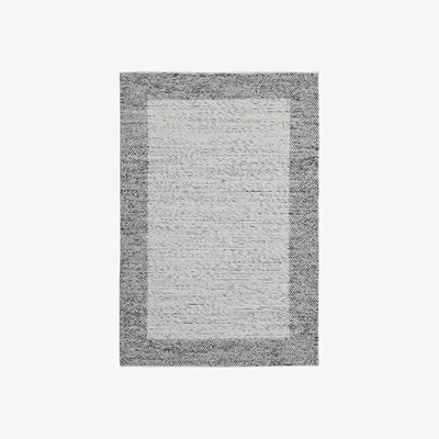 Homebase Wool Pebble Border Rug - Grey - 160x230cm