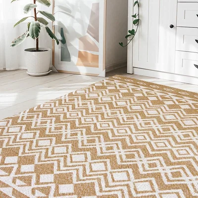 Homebase Recycled Cotton Tribal Rug - Ochre - 100x150cm