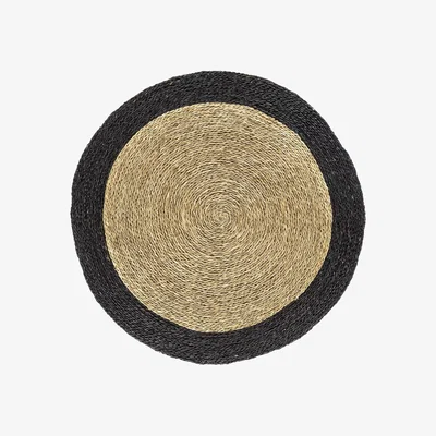 Homebase Zanzibar Circle Rug with Border - Anthracite - 122cm